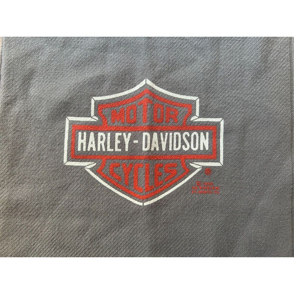 Vintage 1986 3D Emblem Harley Davidson Scarf Gray 46” 12” Fringe America 80S - Picture 6 of 6